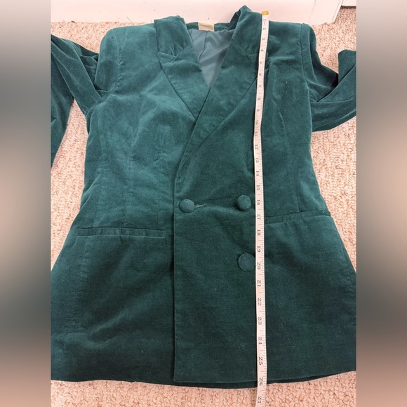 Matilda Jane Good Hart Double-Breasted Velvet dark green Women's Blazer size S - Picture 8 of 9